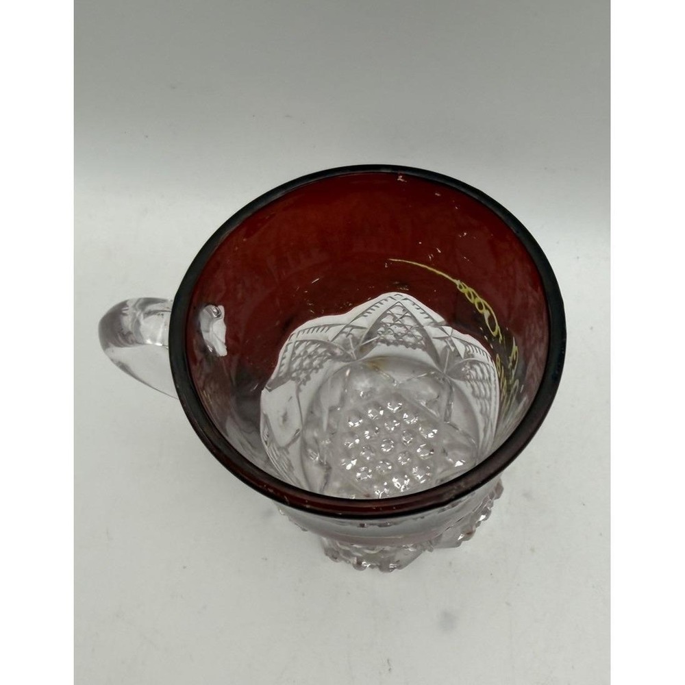 Vintage Ruby Flash Glass Mug Eliza 1910 Personalized Souvenir Cup 3" Tall - Picture 6 of 7